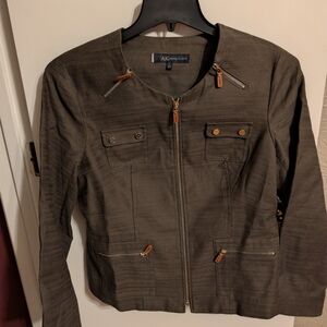 Anne Klein Women's Retro Full Zip Jacket Army Green